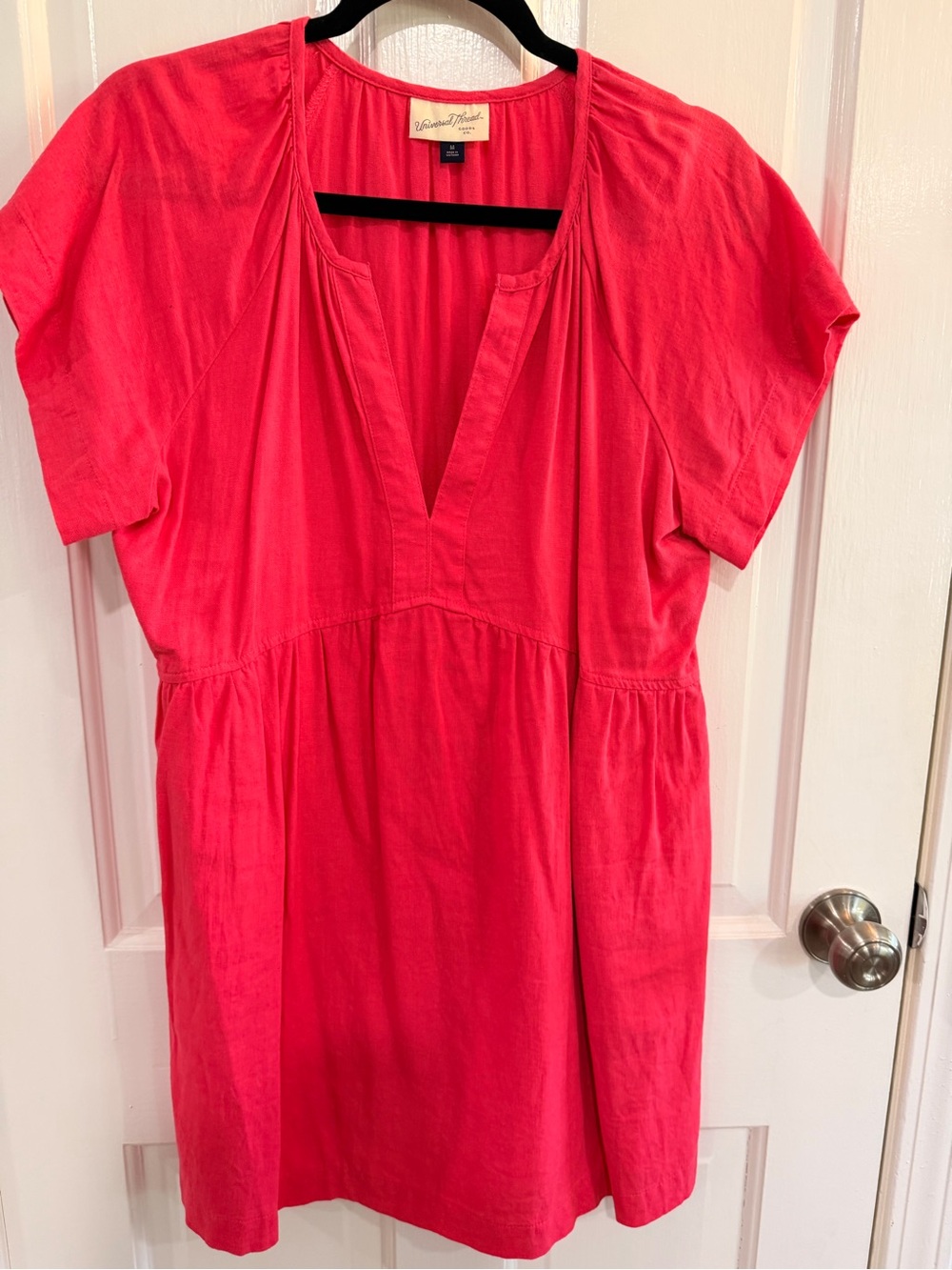 Pink V-Neck Short Sleeve Tunic Dress